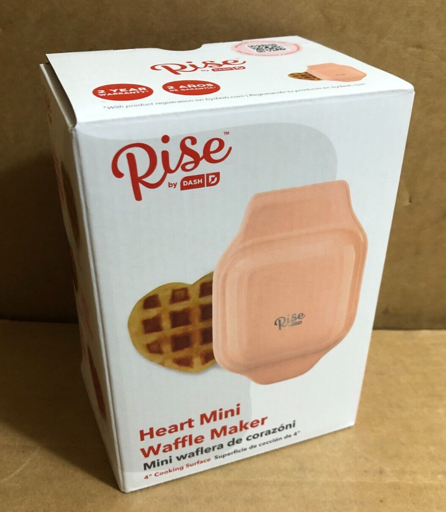 Pink Rise by DASH Heart Mini Waffle Maker 4" Cooking Surface **