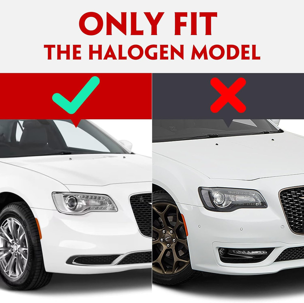 Halogen Headlights Compatible with Chrysler 300/300C 2015 2016 2017 2018 Headlam