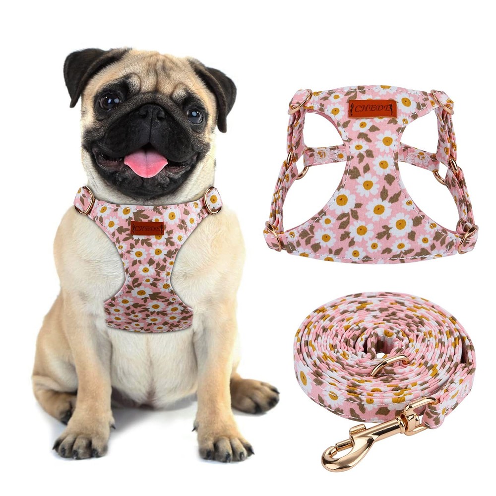 No Pull Floral Pattern Dog Harness- Lightweight, Soft, Adjustable Small Harne...