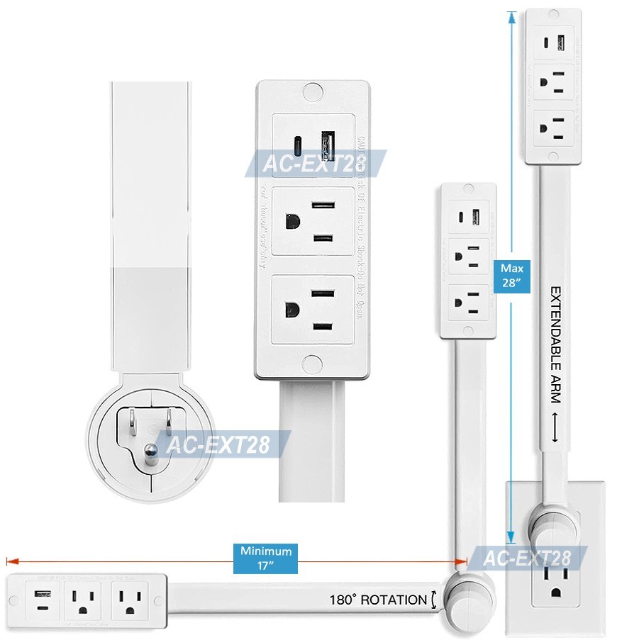AC Outlet Extender Stick – Electrical Socket Extension For Tight & Hidden Areas