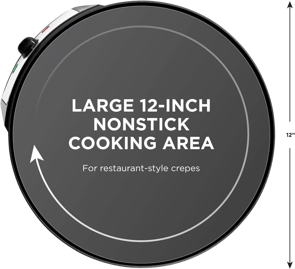 Electric Crepe Maker & Griddle, Precise Temperature Control Skillet for Perfect