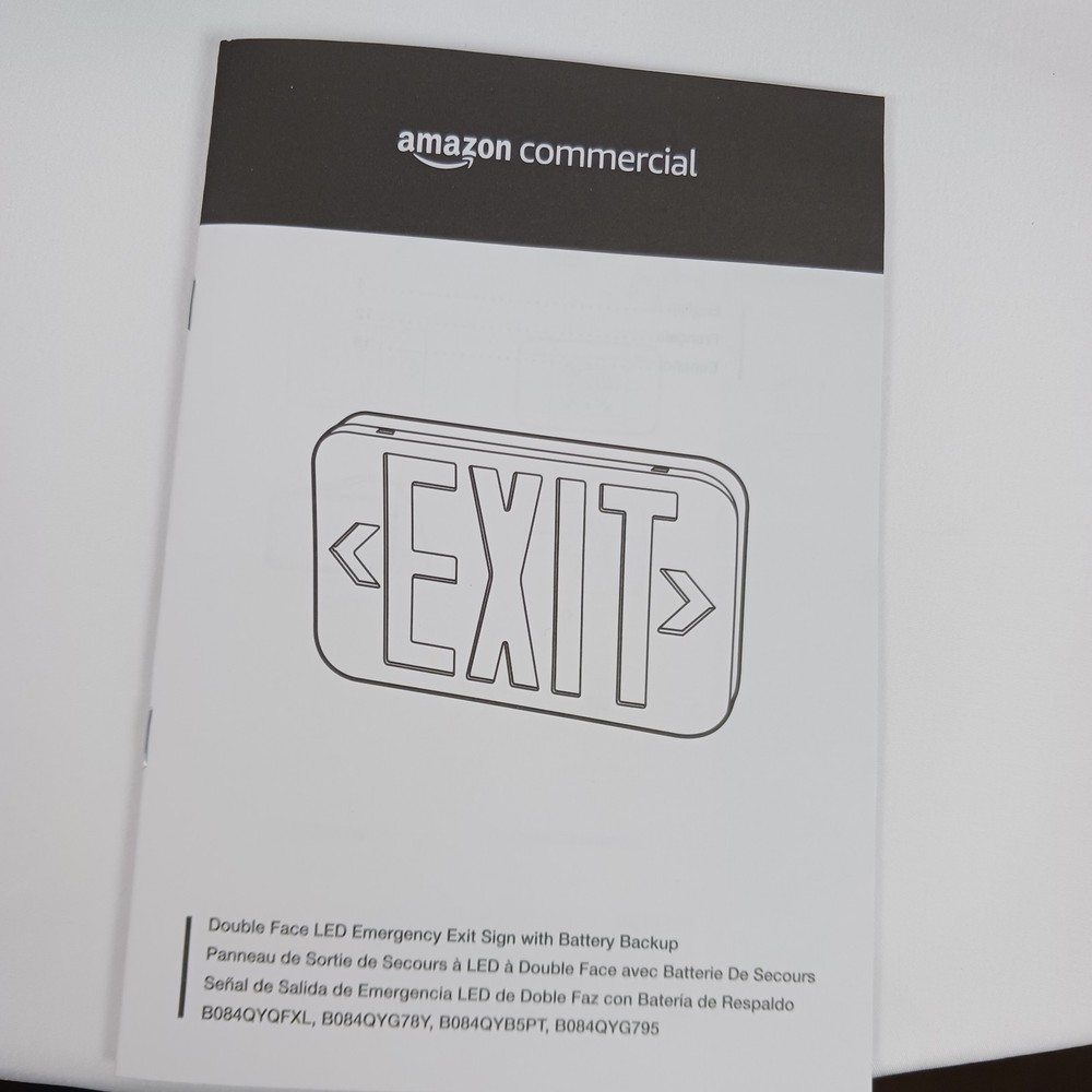 Amazon Commercial LED Emergency Exit Sign Double Face Battery Backup Open Box