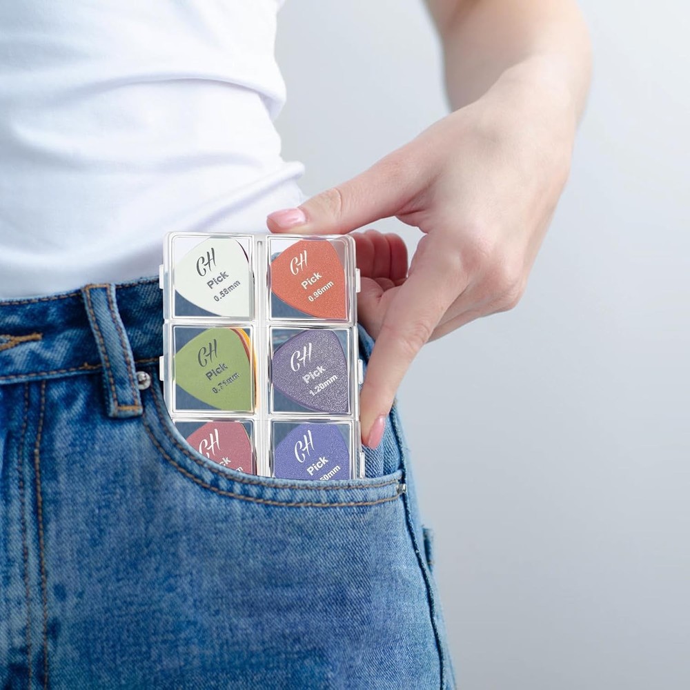 Guitar Pick Holder, 6 Grid Case, 60 Capacity, Pick...