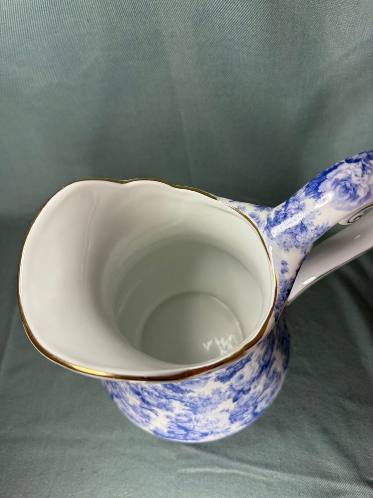 Handmade Pitcher & Basin Blue Transfer Gold Gilt Roses