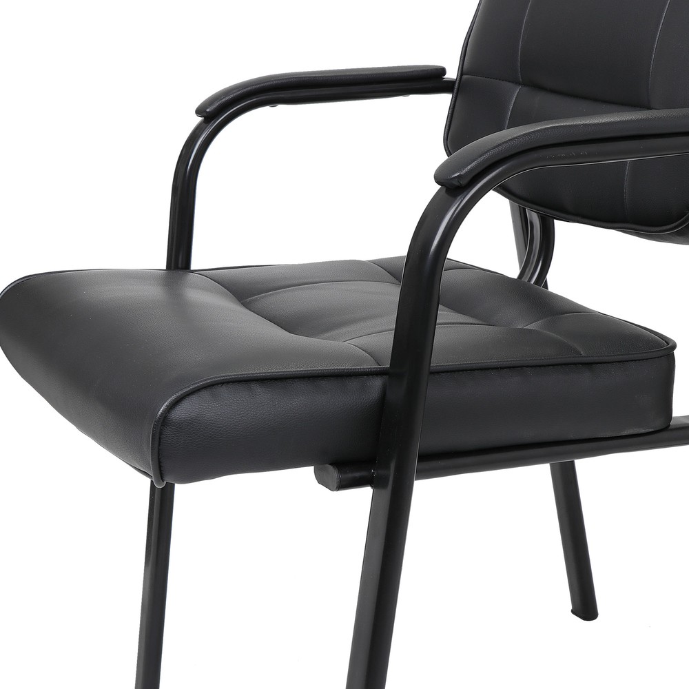 Back Smooth Leather Office Desk Computer Guest Chair with Armrest Reception