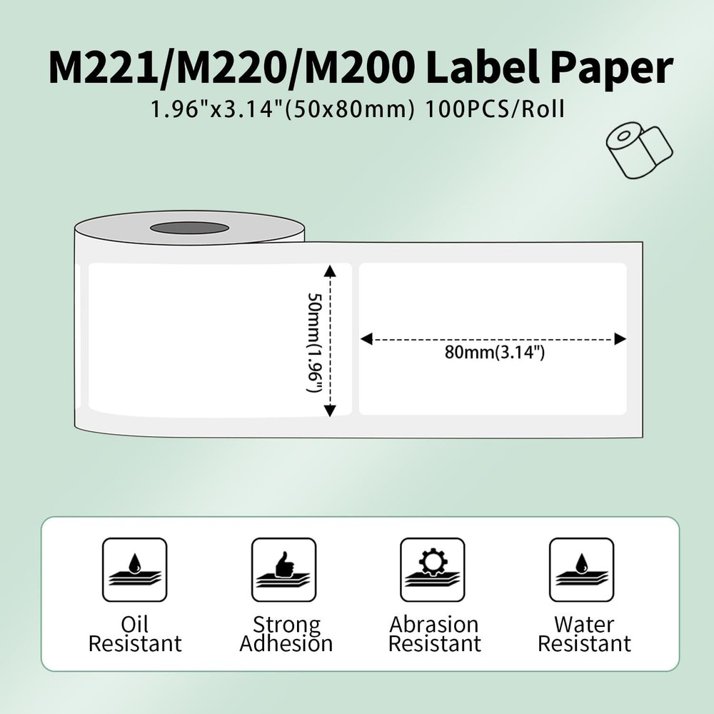 3Rolls 50*80mm Self-Adhesive Thermal Printer Label Paper for Phomemo M200/M220