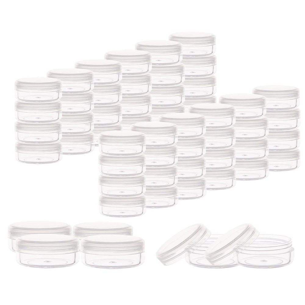 10 Gram Sample Containers 100 PCS Cosmetic Jars Refillable Plastic Lids Clear