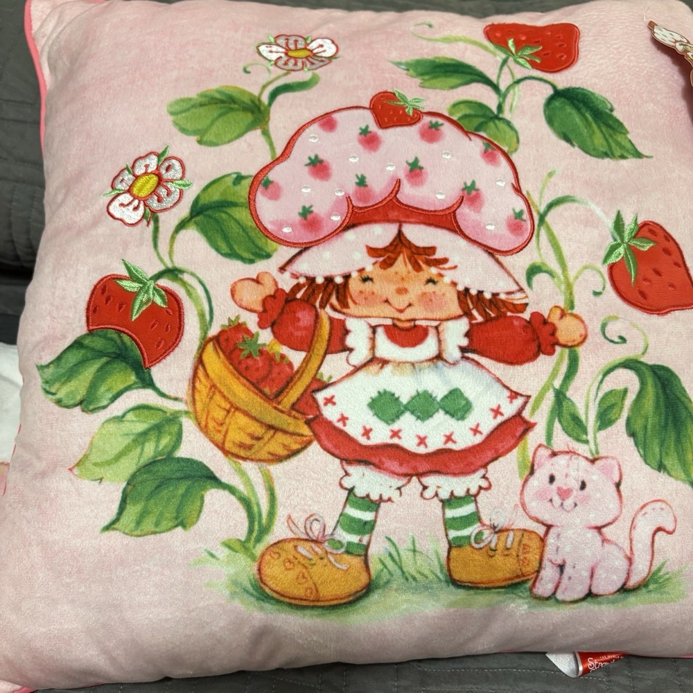 Strawberry Shortcake & Custard Throw Blanket And Pillow Bundle New