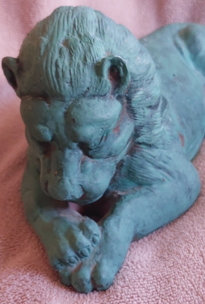 Lion Doorstop Bookend Solid Metal 12"
