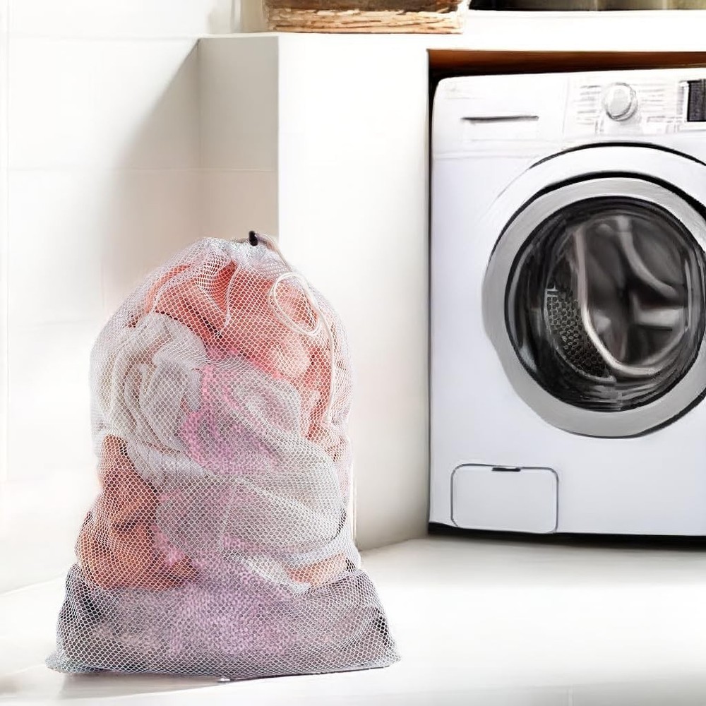 2pcs Heavy Duty Extra Large Mesh Laundry Bag Extra Large Drawstring Laundry Bag