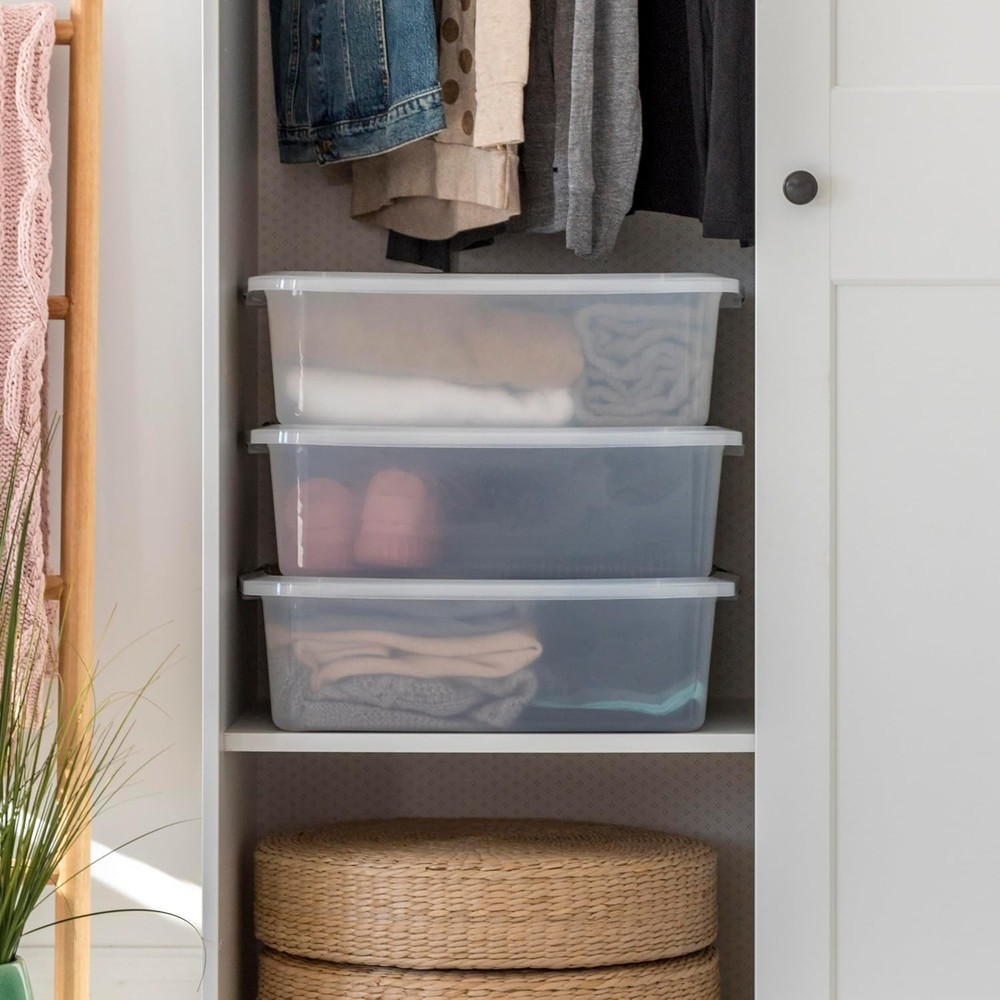 33 Qt Plastic Under Bed Storage Organizer Bin Container with Secure Lids and ...
