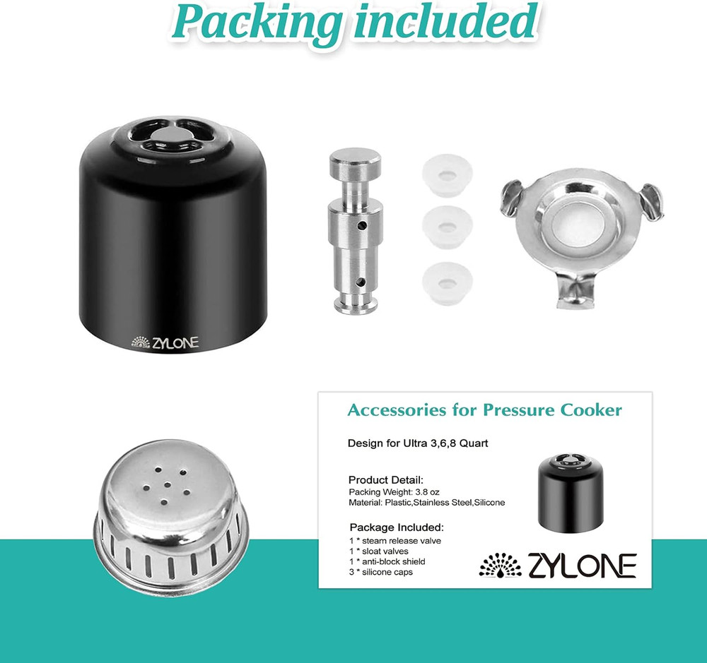 Steam Release Handle, Original Float Valve Replacement Parts with 3 Silicone Cap