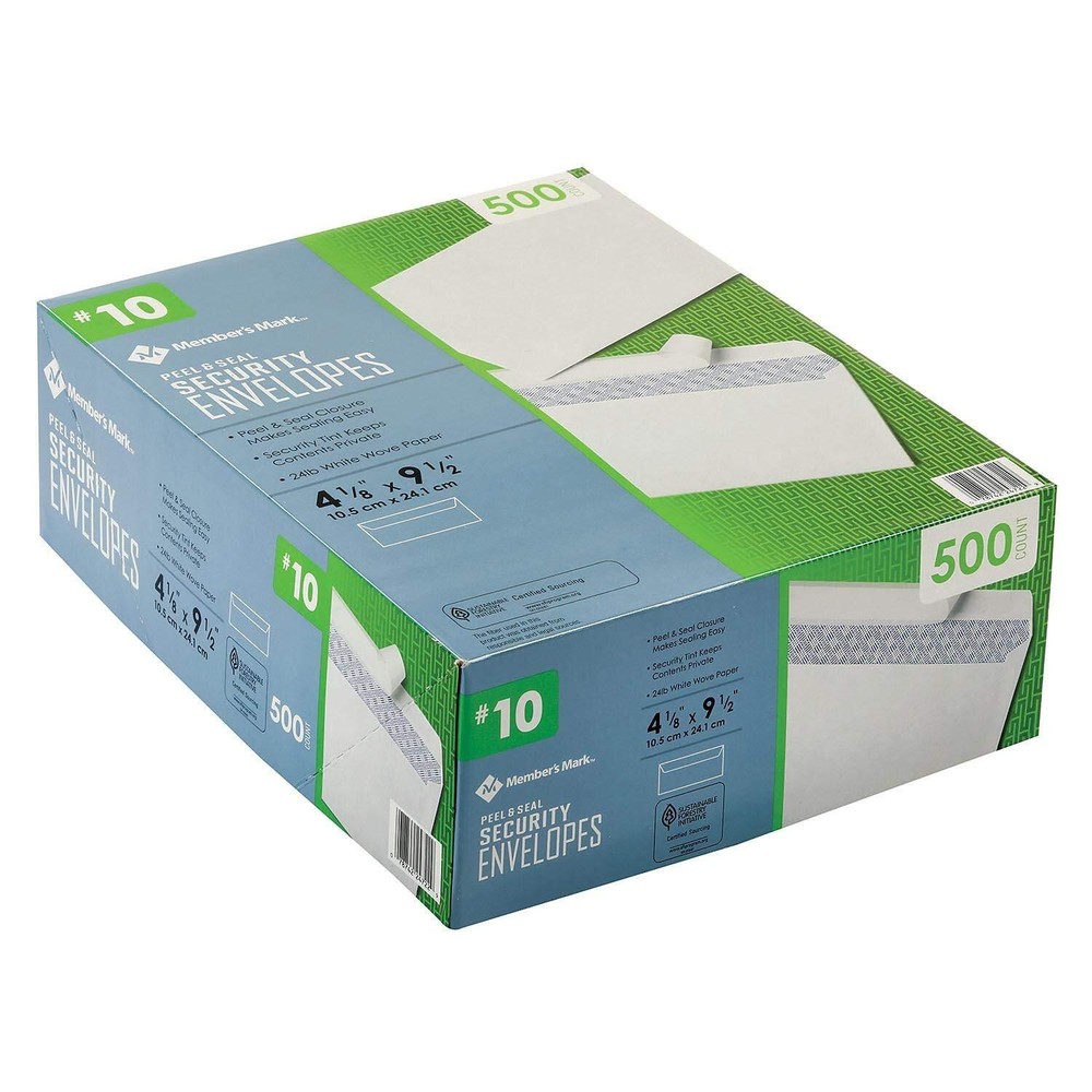 Member's Mark Envelope #10, Peel and Seal (500 Count)