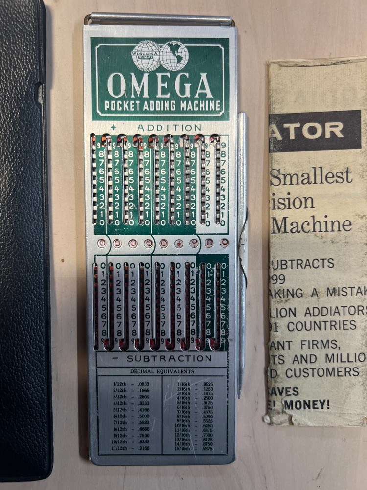 Vintage Omega Pocket Adding Machine , Collectible