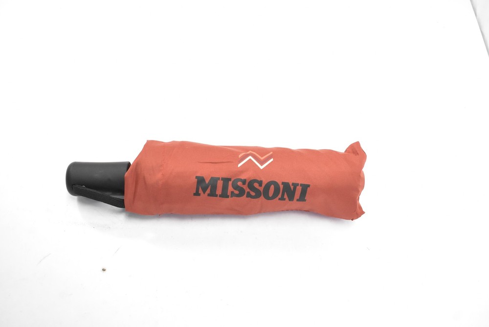 Missoni Stark Compact Folding Umbrella Rust Zigzag Chevron Print Automatic