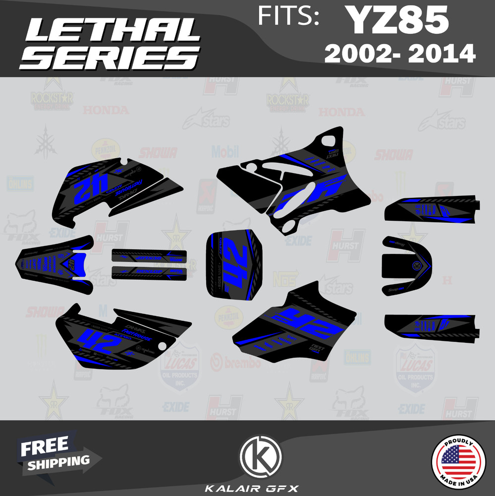 Graphics Kit for Yamaha YZ85 (2002-2014) YZ 85 Lethal Series - Blue Shift