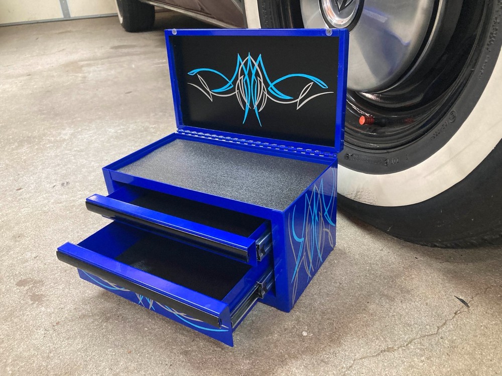 Blue Mini Toolbox Hot Rod Pinstripes