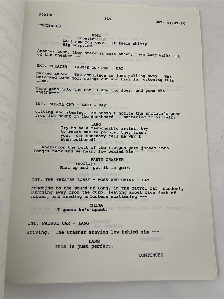 ORIGINAL MOVIE SCRIPT- THE HARD WAY- 1990- ROB COHEN