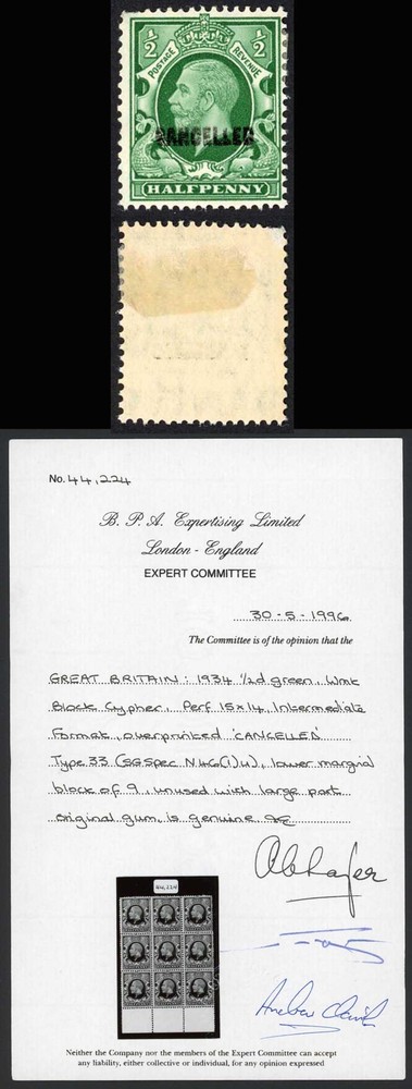 Spec N46(1)u 1/2d Photo Intermediate Format Opt CANCELLED (Type 33) BPA Cert