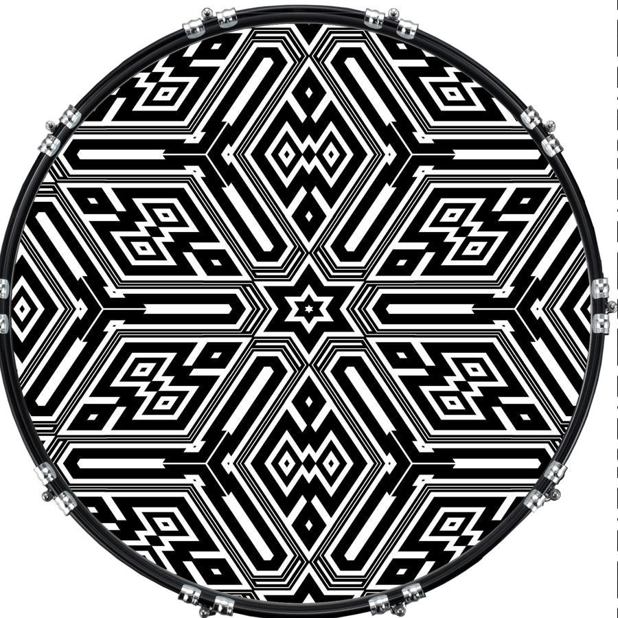 20" Custom Bass Kick Drum Front Head Graphical Geometry 3