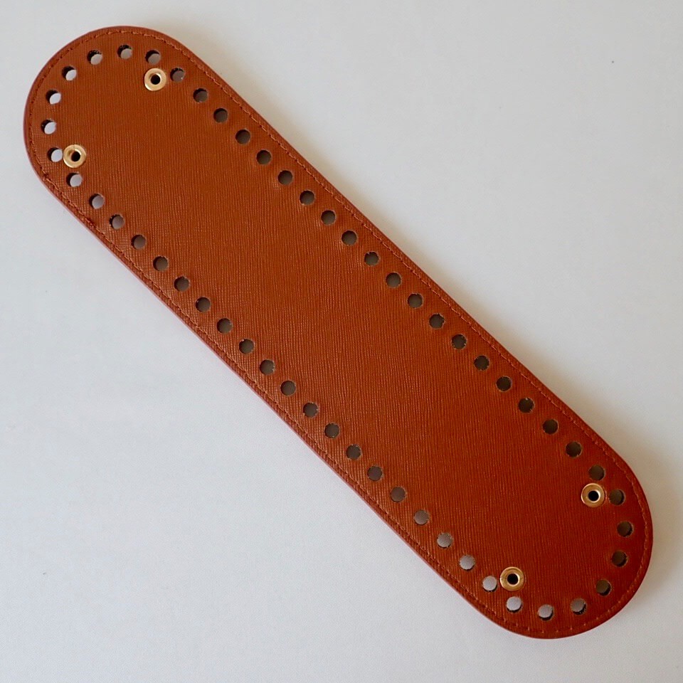 Oval Bag Bottom Board with Rivets Large 27×7cm Camel