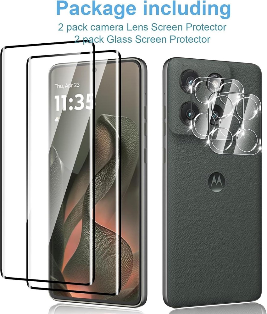 2 Pack 3D Screen Protector for Motorola Edge 2025 + 2 Pack Camera Lens Protector
