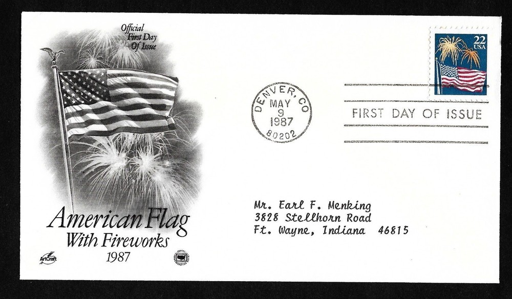 #2276  22c Flag & Fireworks ArtCraft/PCS FDC