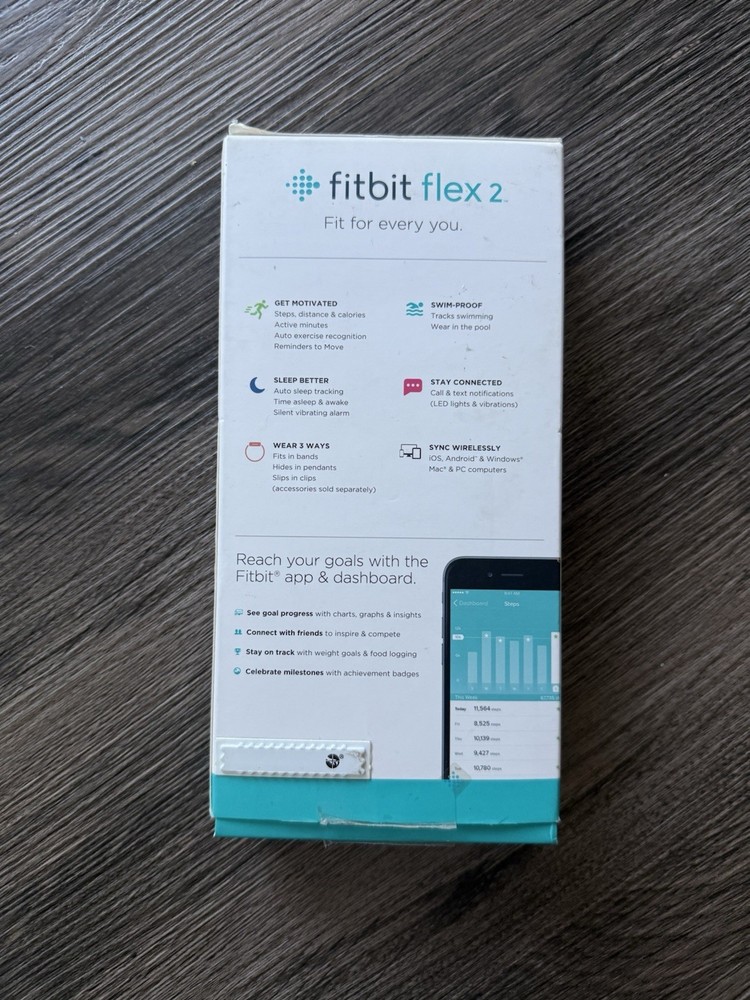 Fitbit Flex 2 Wristband Activity Tracker Navy Small and Large Bands New open box