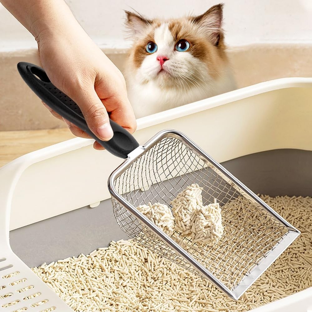 Apidgrowth Cat Litter Scoop - Long Handle Scooper, Rustproof black new