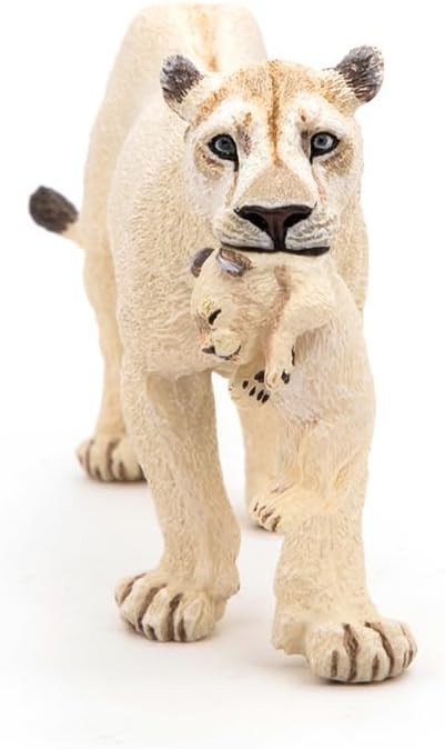 Papo White Lioness with Cub Figure, Multicolor