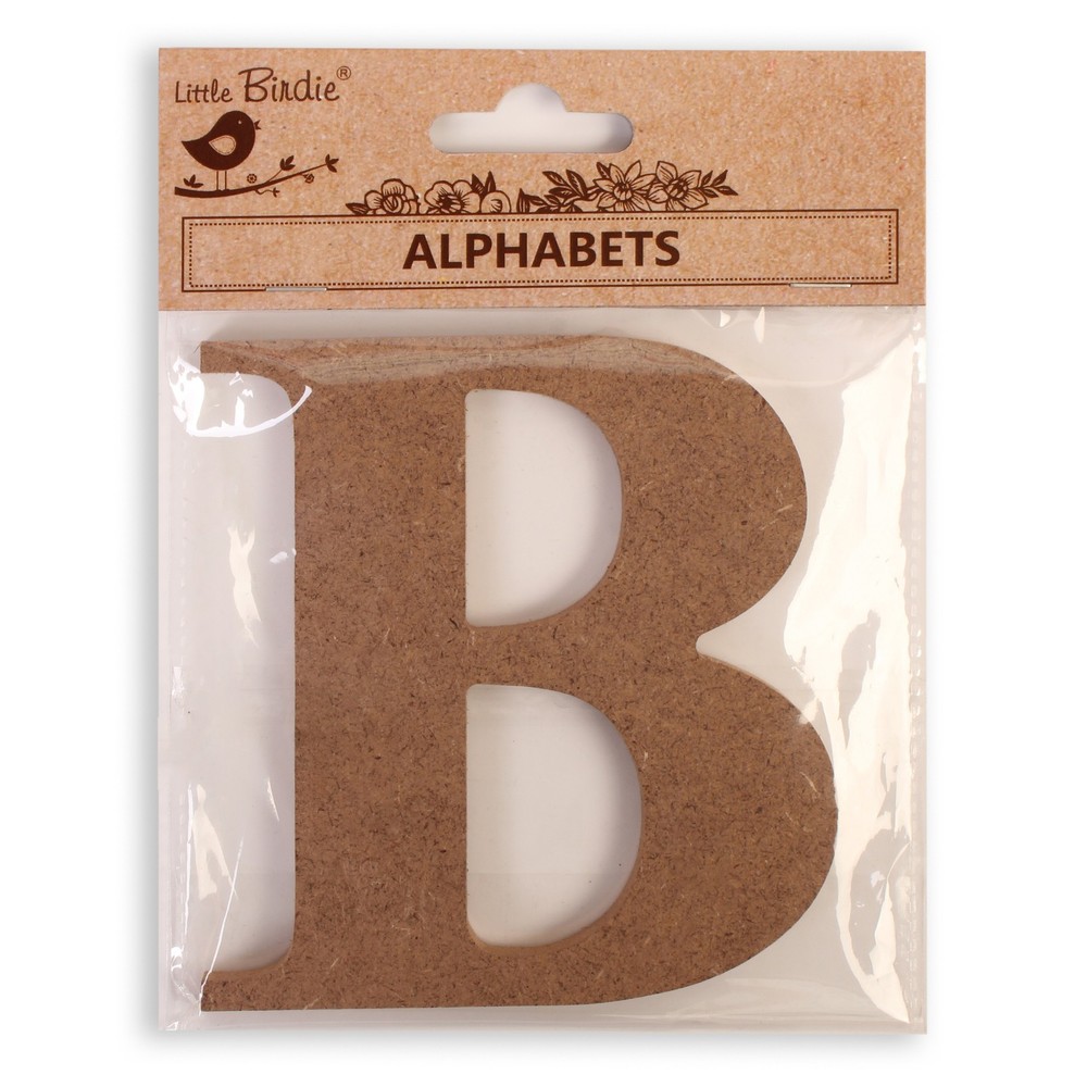 Little Birdie MDF Alphabets Upper Case 4" 1/Pkg-B - 6 Pack