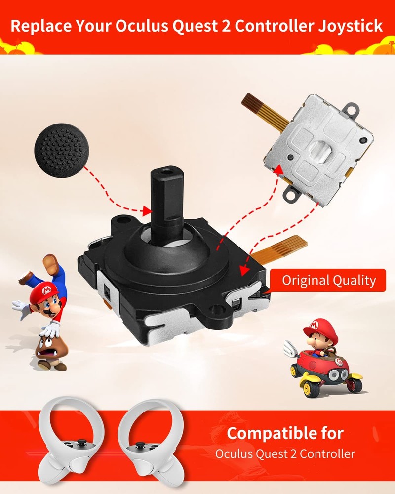Joystick Replacement Kit for Oculus Quest 2/3 Controller Repair Kit for Meta ...