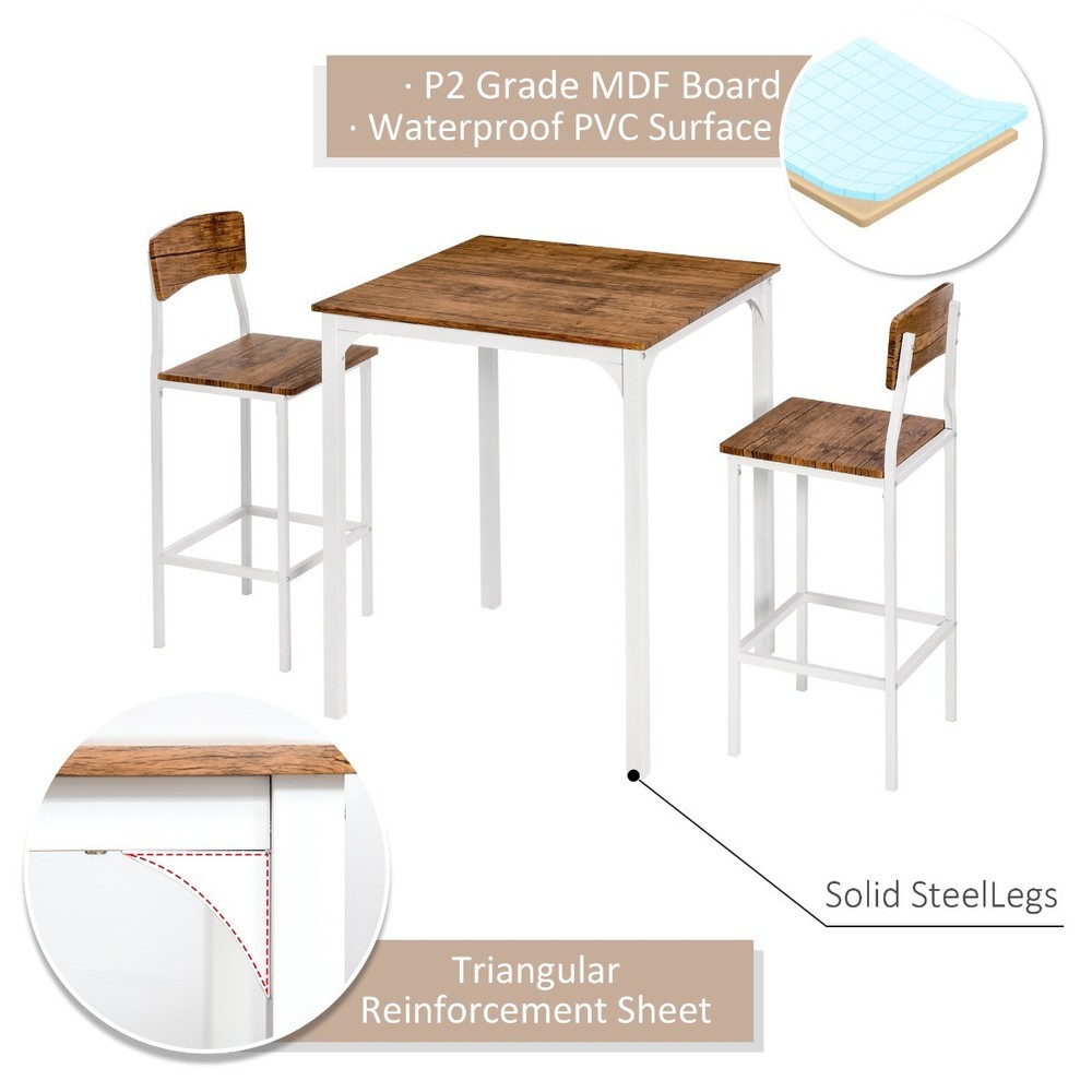 3PCS Dining Table Set Pub Table and 2 Chairs