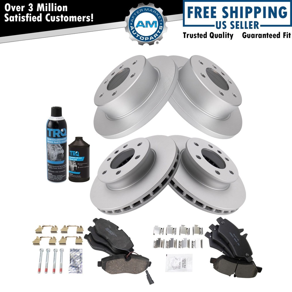 Front & Rear Ceramic Brake Pad & Coated Rotor Kit with Fluids for Sprinter