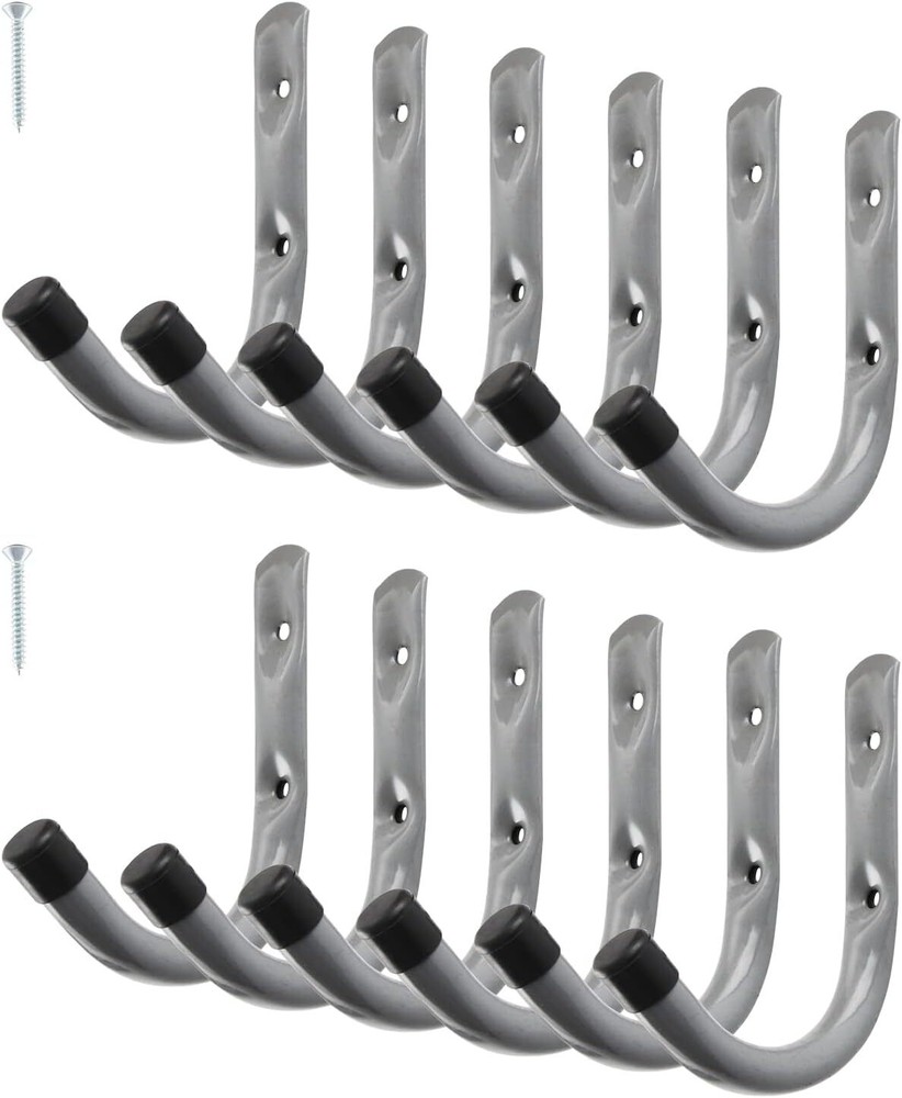 HOME MASTER HARDWARE 12 Pack Garage Storage Hooks 4 Inch J 12 Pack, Gray