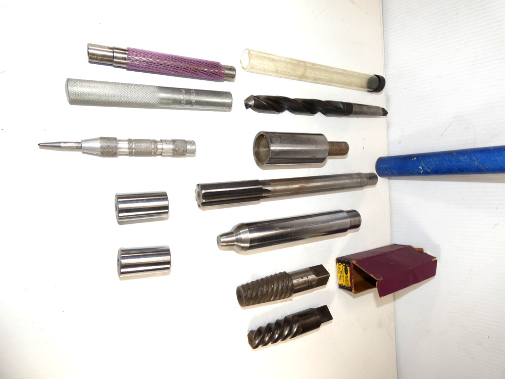 Set of eleven machinist tools, extractors, bits, etc.