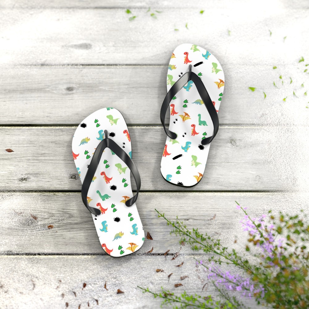 Dinosaur pattern Flip Flops Dino summer