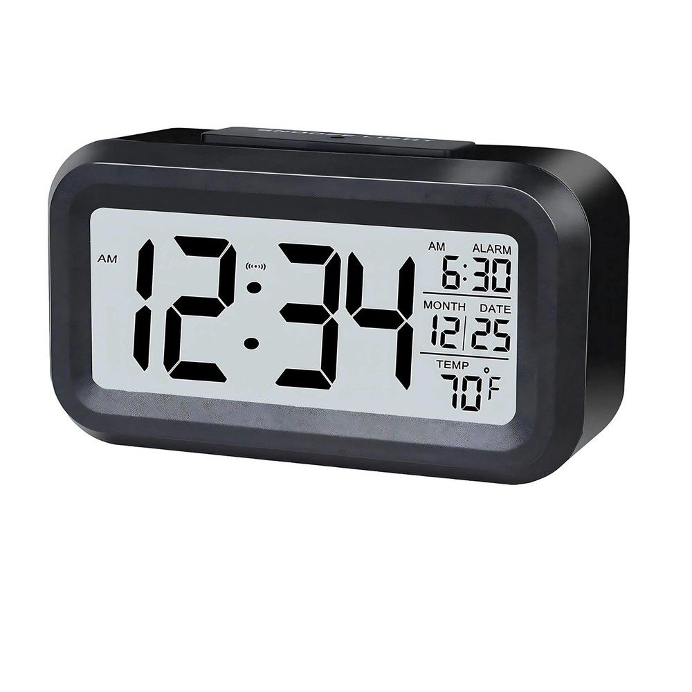 Digital Alarm Clock Battery Operated with Large Display, Night Light Sensor, ...