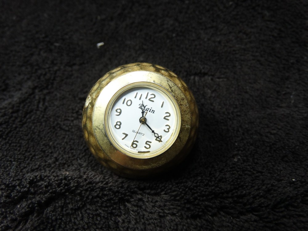 Miniature Elgin Desk Clock Golf Ball