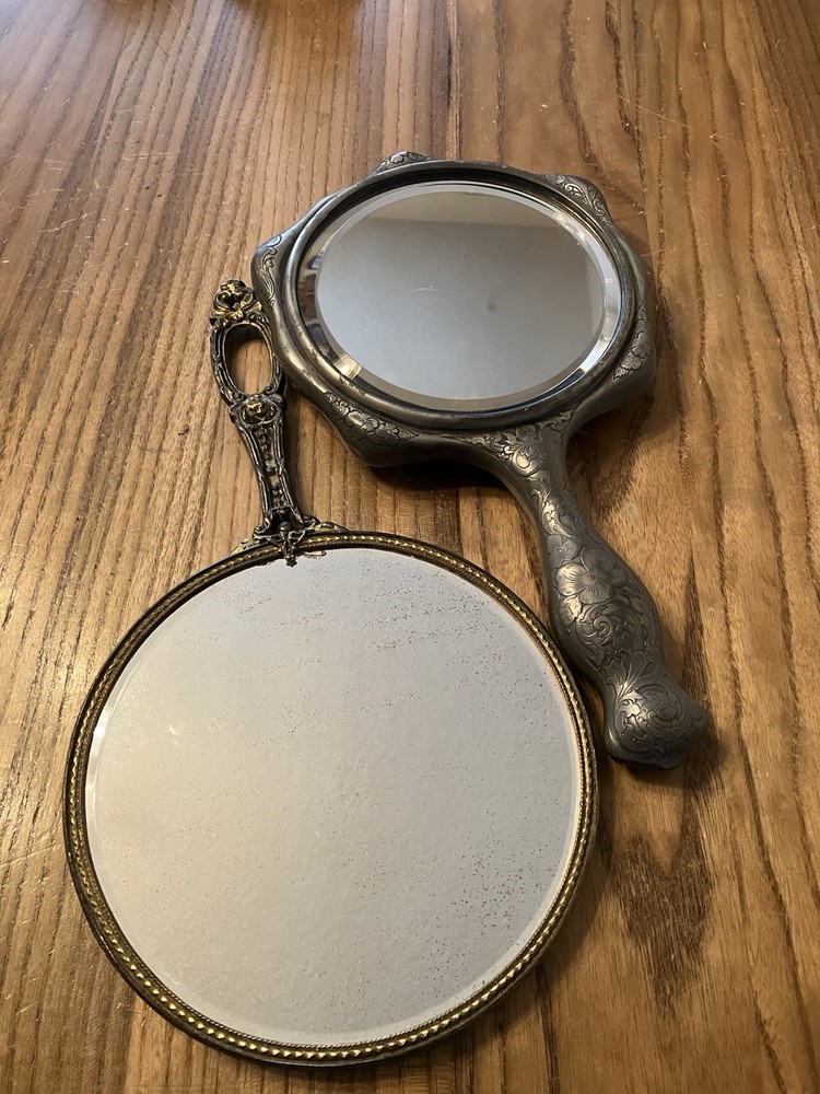 2 Handheld Mirrors FLAWS On Both See All Picture Before Purchase