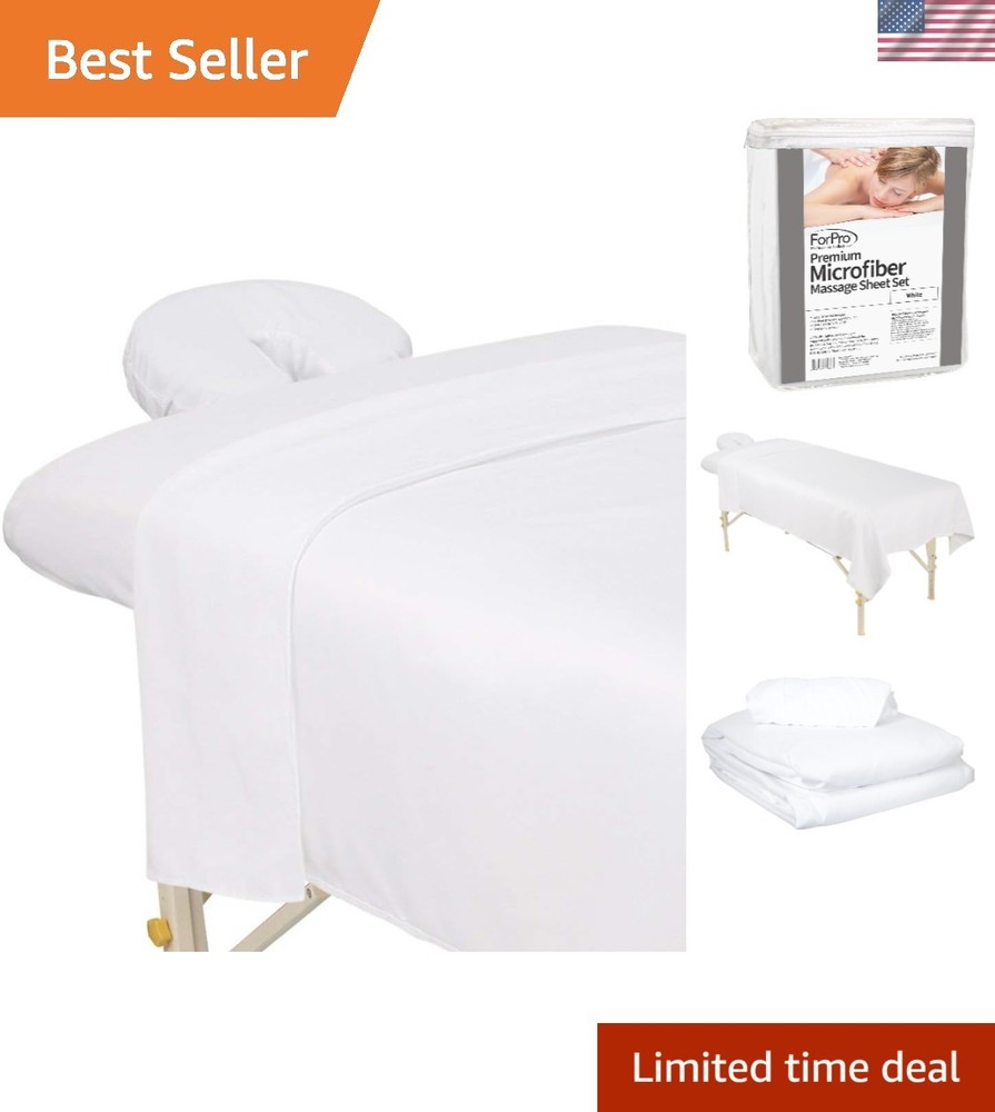 Luxury Microfiber 3-Piece Massage Sheet Set: Soft, Stain-Resistant, White