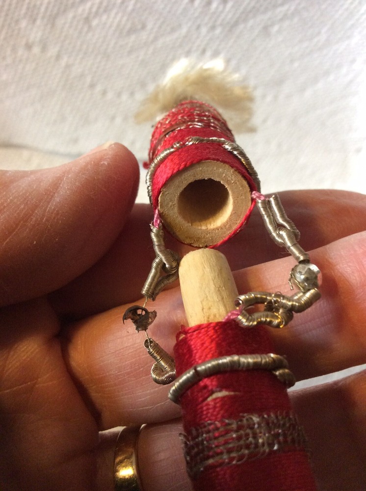 ANTIQUE SEWING-VICTORIAN SILVERED WIRE AND THREAD NEEDLE CASE