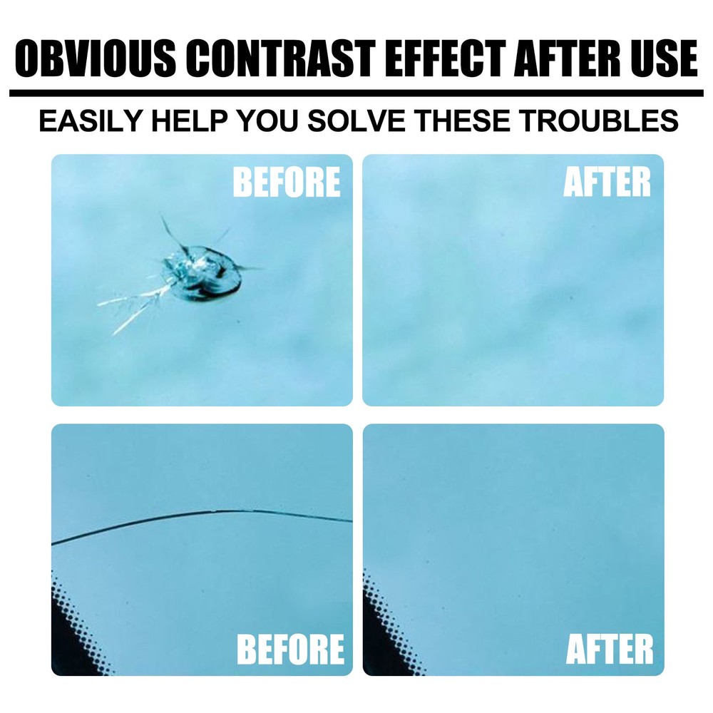 Professional Quick Windshield Repair Fluid - Fixes Cracks & Chips in Car Glass