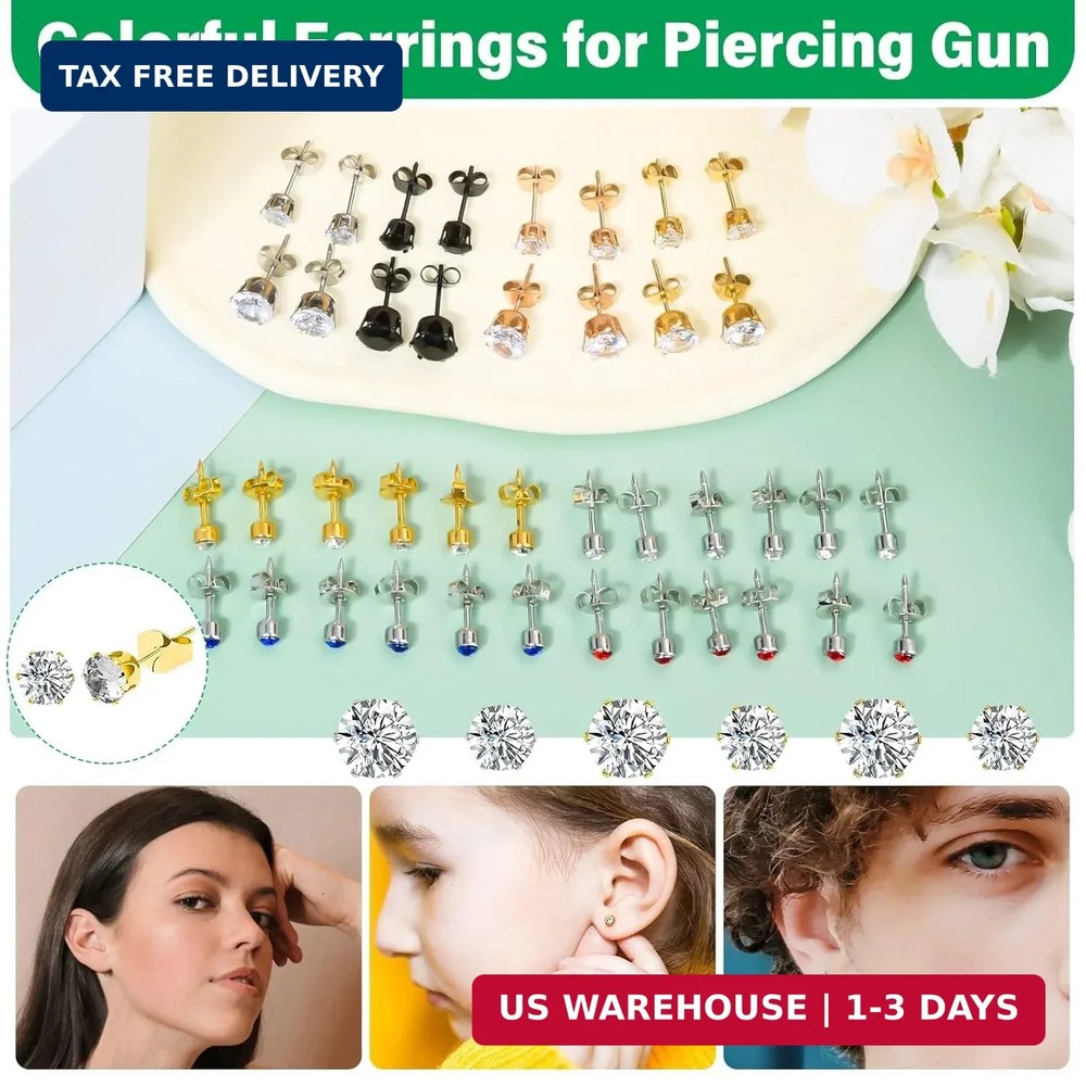 Professional Ear Piercing Gun Kit Reusable Tool Stainless Stud Set