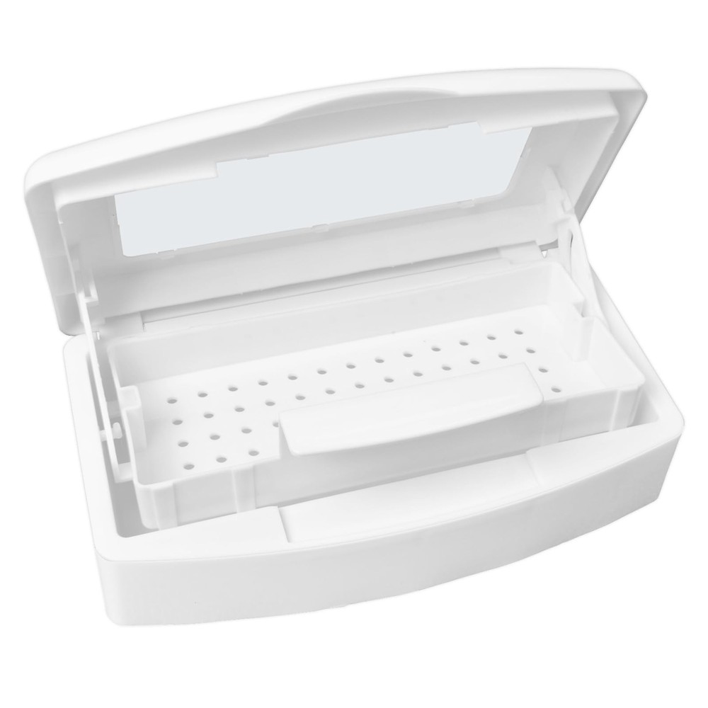 Nail Tool Sterilizer Box, Plastic Sterilization Tray for Tweezer, Eyelash Ext...