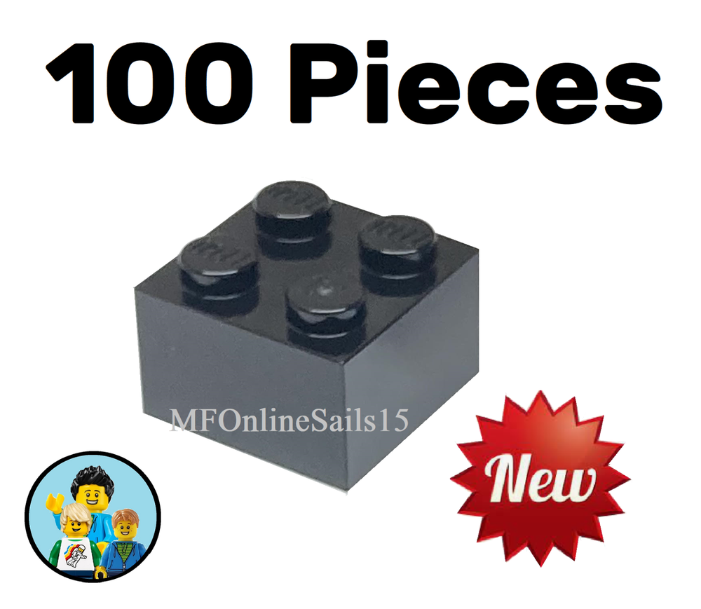 100x NEW LEGO 2x2 Black Bricks Piece # 3003 - BULK large bricks