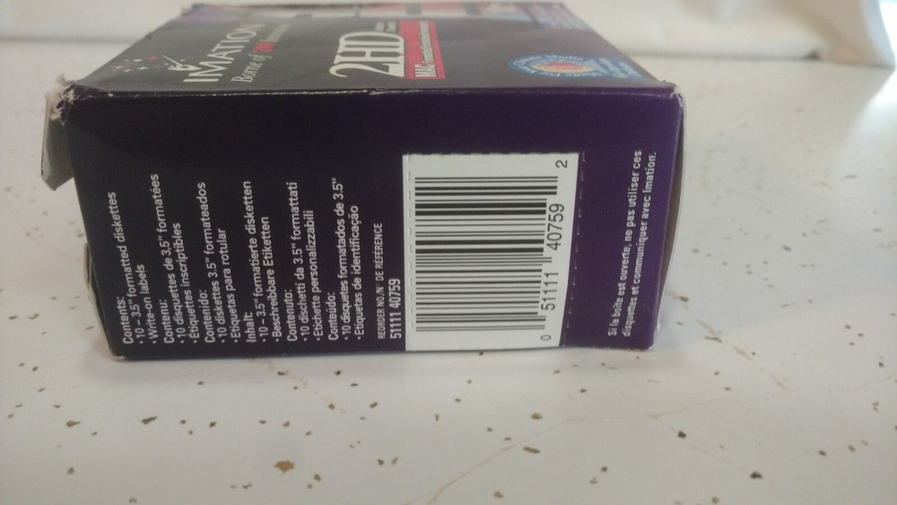 Imation 2HD Diskettes 3.5" Floppy Disk 1.44MB Pack Of 9 Open Box