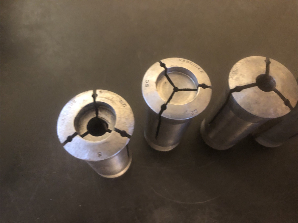 4 Hardinge "Emergency" Collets E2, E, E2, E1 used condition internal threads