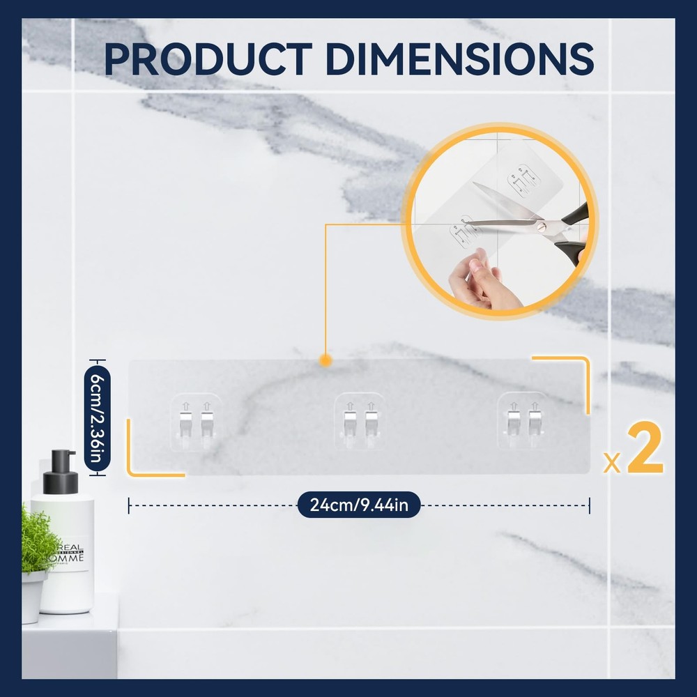 YASONIC 2-Pack Shower Caddy Adhesive Replacement - 2 PACK, Transparent
