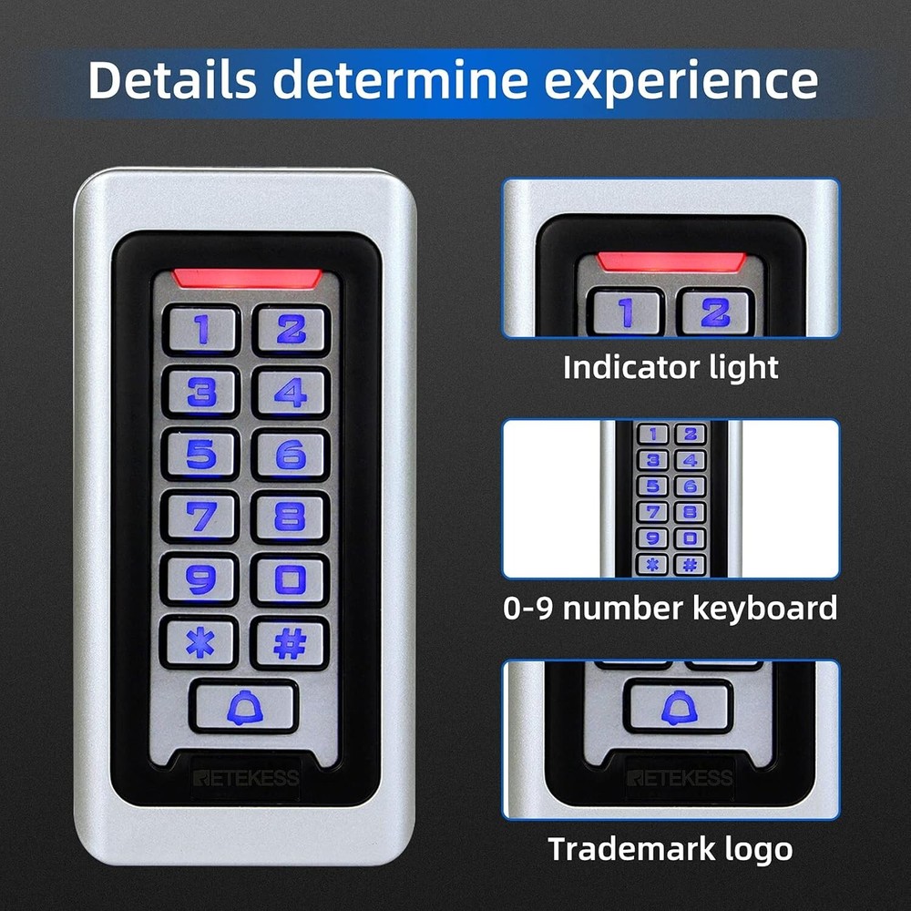 Access Control Keypad Stand Alone Door Metal Wired Password Pin Code Security